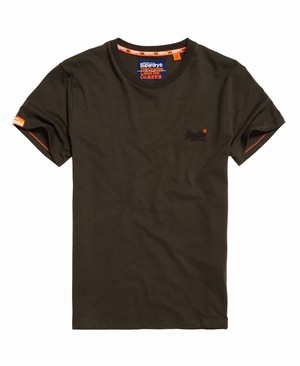 Superdry Orange Label Vintage Embroidery Férfi Pólók Olivazöld | MEWXR7235